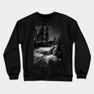 Waterfall in Black and White Crewneck Sweatshirt